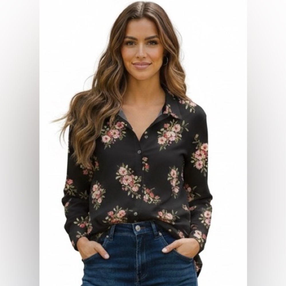 Atelier & Other Stories black floral shirt, size 2